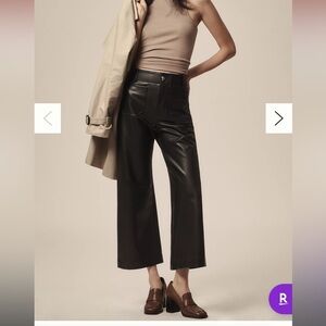 Maeve faux leather Colette cropped wide leg